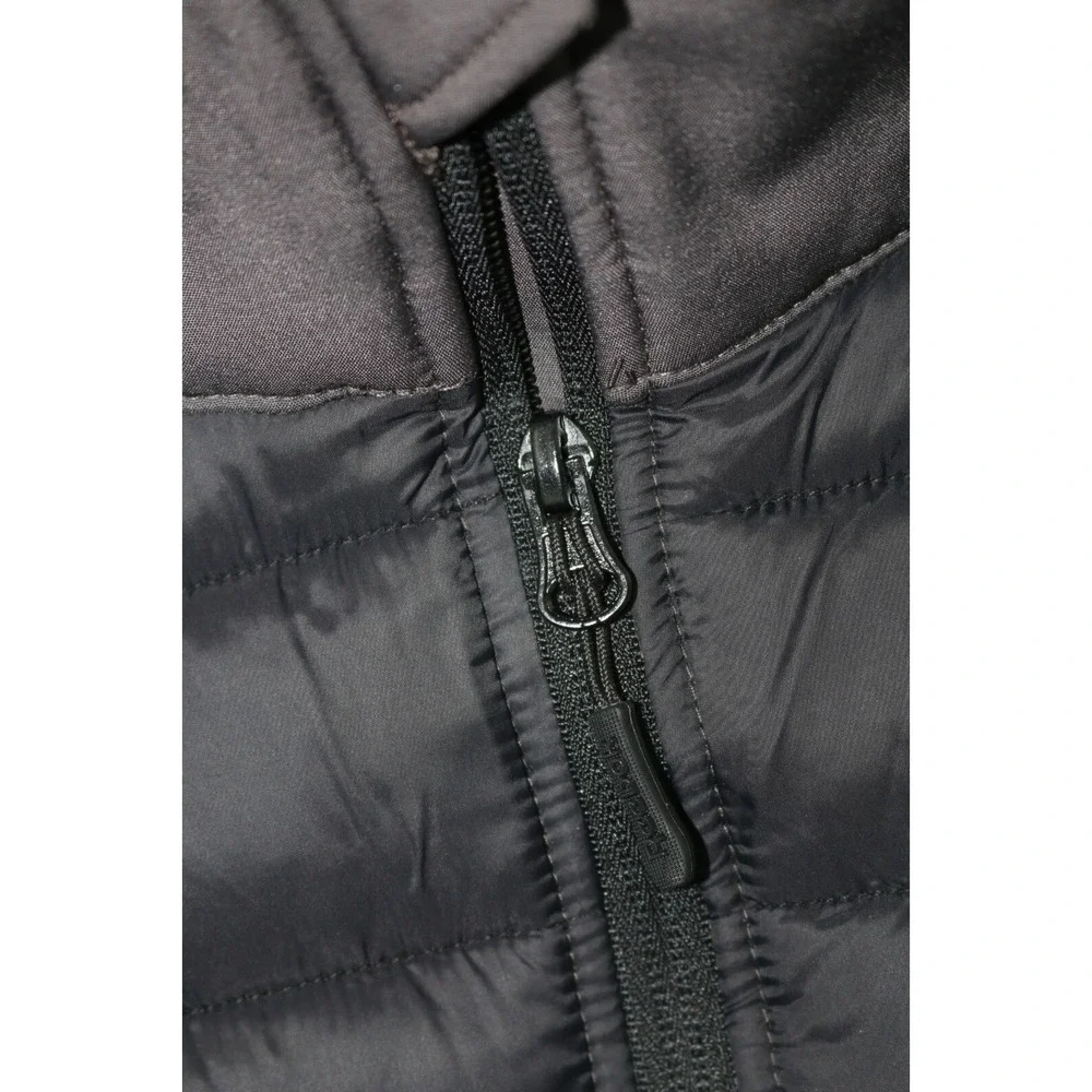 Reebok Mens Mixed Media Quilted Vest Charcoal Black L Full Zip Embroidered